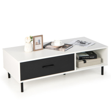 Modern 2-Tier Coffee Table Accent Cocktail Table with Storage
